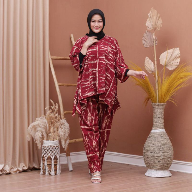 COD Setelan ONE SET Rayon Oversize CP Waka Kope Pecah Jumbo Fit XXXXL Ld 140