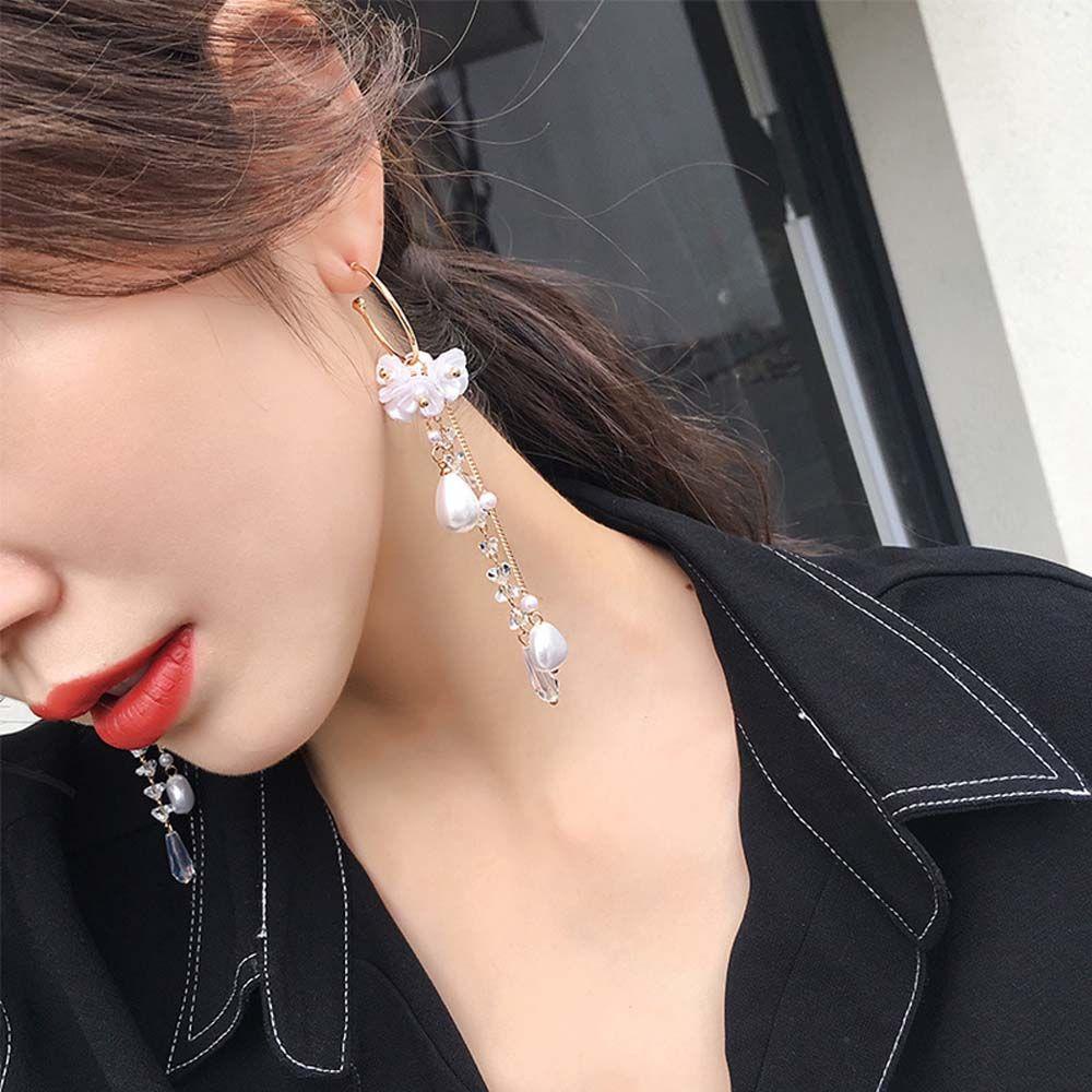 Mxbeauty Anting Tusuk Gantung Wanita Desain Bunga Hias Mutiara Imitasi Untuk Pantai / Pernikahan