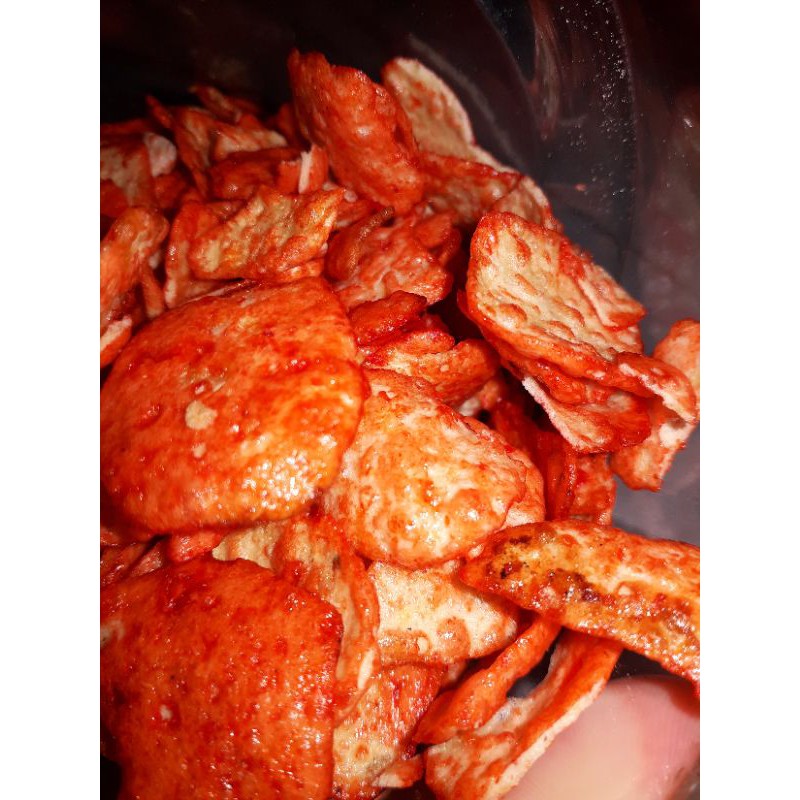 

Opak kecil rasa balado pedas manis berat 250gr/cemilan enak pedas manis/snack bumbu balado