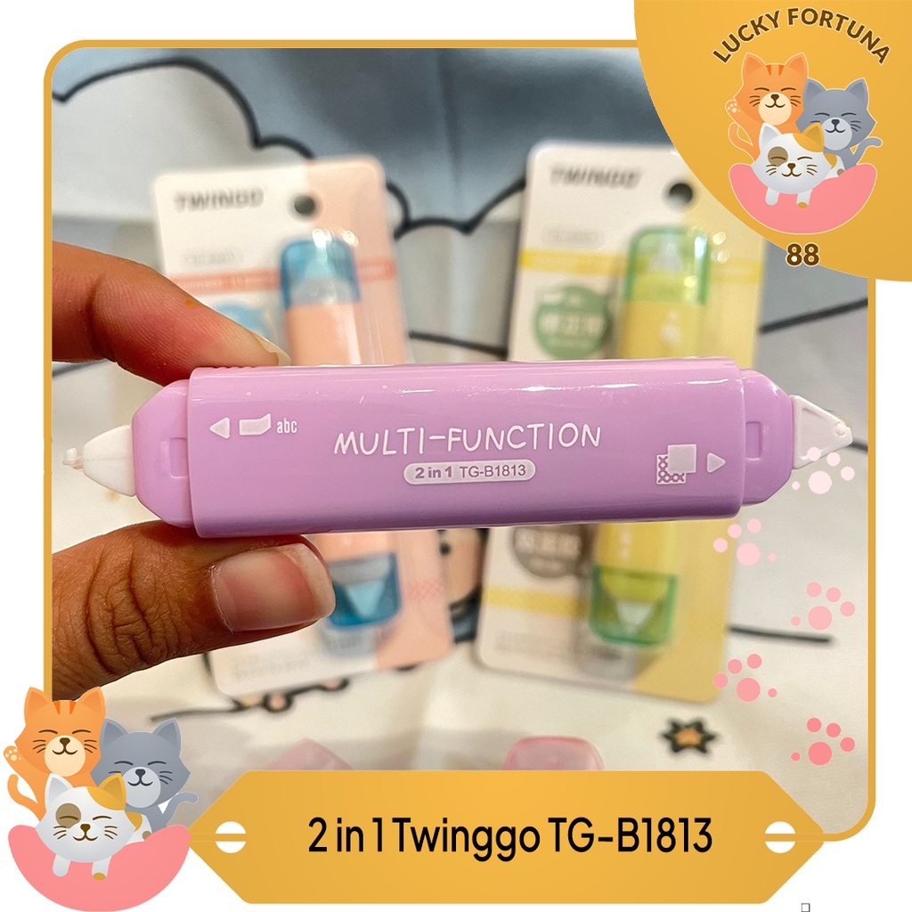 

[Luckyfortuna88] Correction tape 2 in 1 Twinggo + Glue tape Tipex 2 in 1 Twinggo + Glue Tape lucu murah alat tulis sekolah alat tulis kantor lucu murah TG-B1813