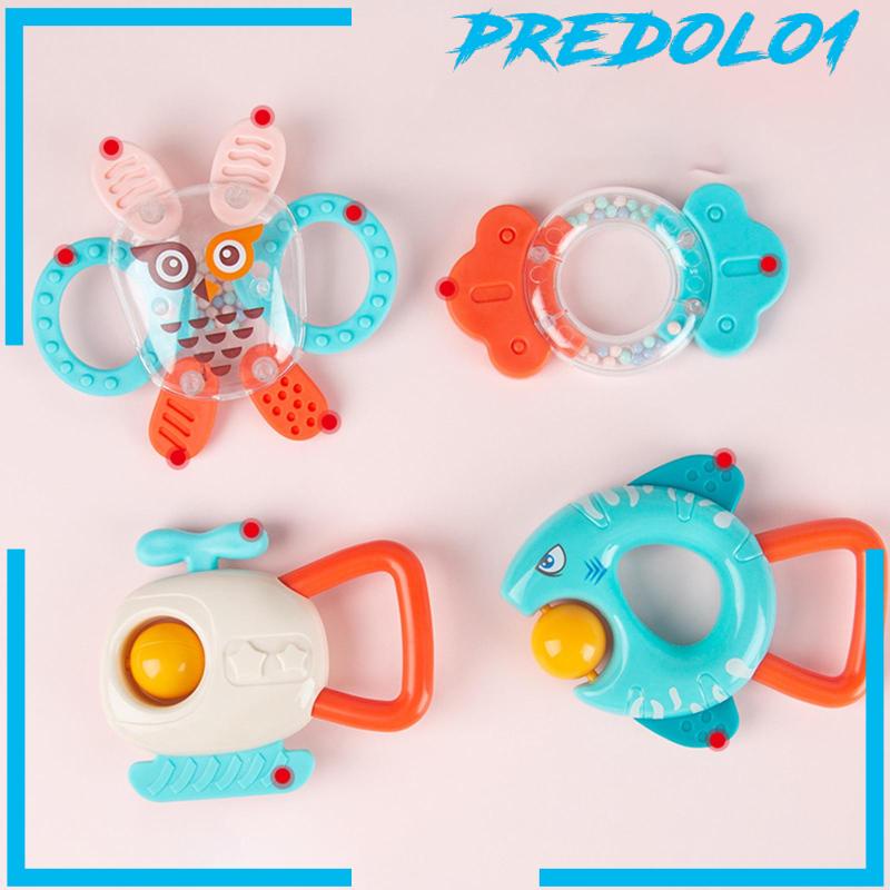 (Predolo1) 8pcs / Set Mainan Rattle Teether + Shaker Untuk Bayi Laki-Laki / Perempuan 3-12 Bulan