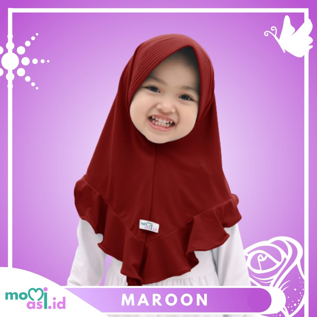 Momiasi - Kerudung Anak Jilbab Hijab Anak Bayi Perempuan Premium Yuki Daily Marun