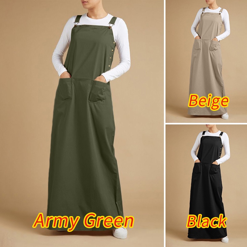 ZANZEA Women Fashion Sleeveless Square Neck Plain Casual Baggy Swing Maxi Dress