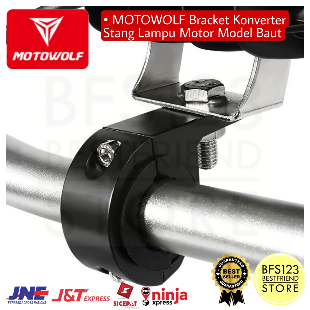 MOTOWOLF Bracket Konverter Stang Lampu Motor Model Baut