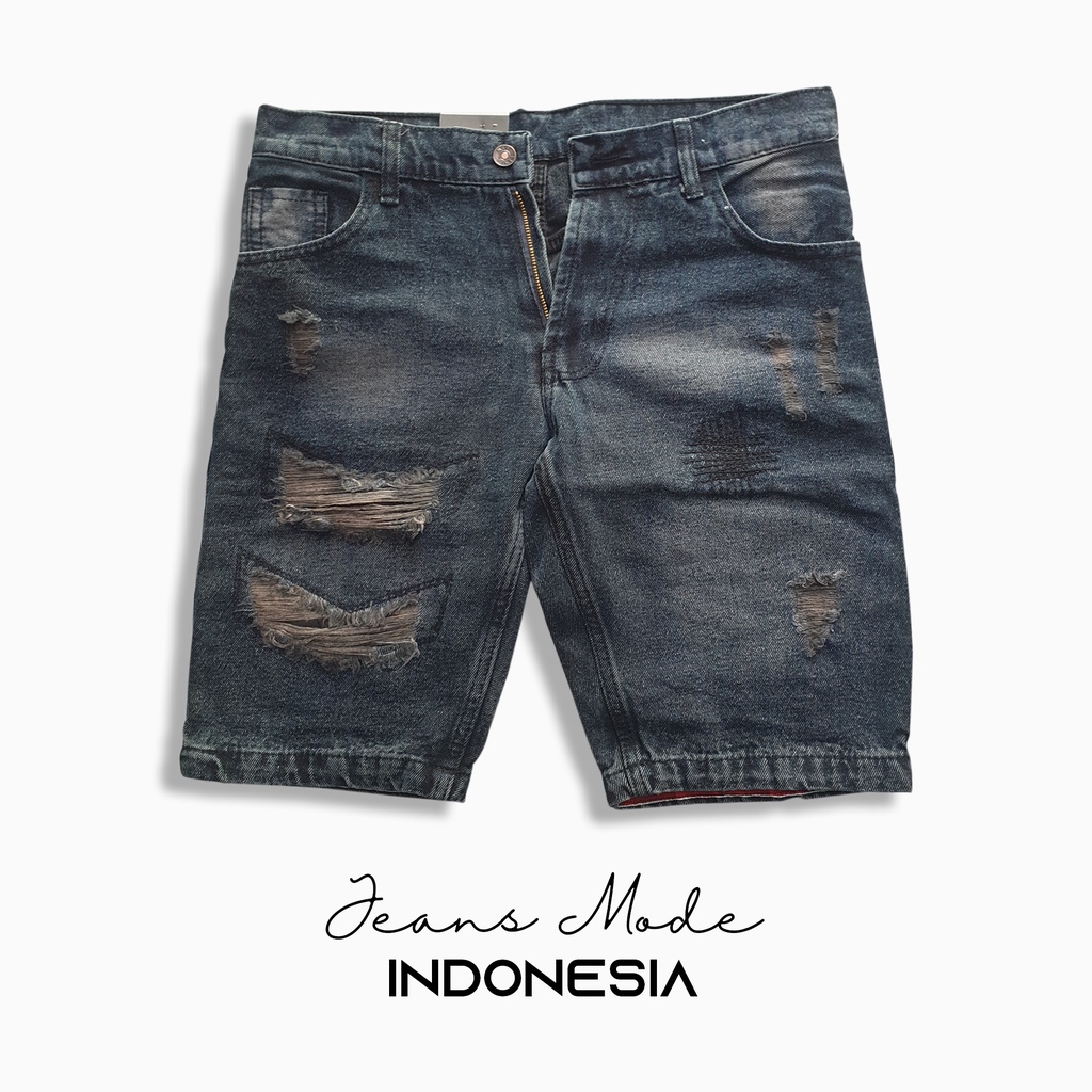 [Bisa COD]Celana Jeans Pendek Sobek Pria Wisker Jeans Pendek Ripped Robek Pria Premium Distro NEW