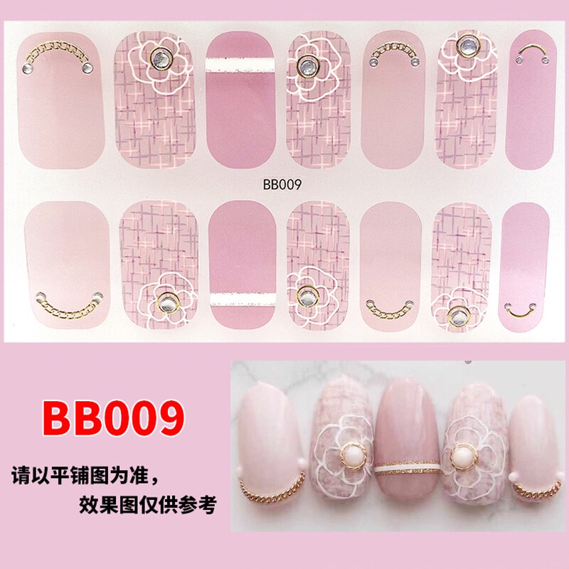 BB 14Pcs/Set Stiker Kuku 3d Desain Bermotif High End Berlian Mutiara Permata Warna-Warni Untuk Tempel Tahan Air Tahan Lama Menicure Stickers Korea Self Adhesive Fashion Sticker kuku Full Aksesoris Dapat Kupas Mudah Digunakan Dan Dilepas Anti Air Nail Art