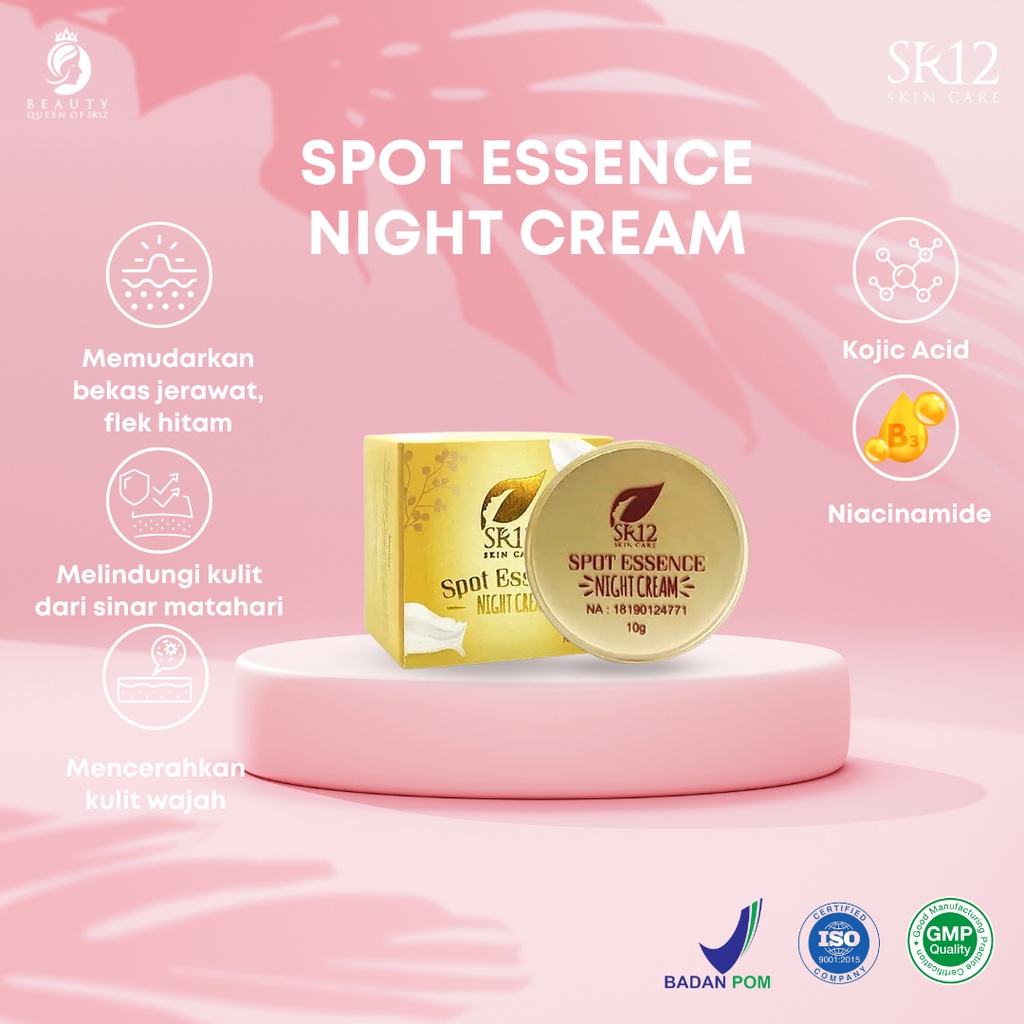 Spot Essence Day and Night Cream Paket Pencerah Wajah Krim Penghilang Flek dan Noda Hitam Anti Penuaan Anti Aging Glowing Sehat