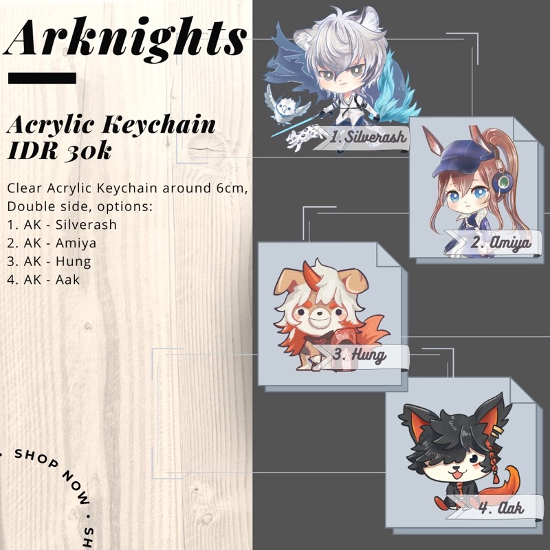 keychain Arknights Silverash amiya Hung Aak Gantungan Kunci arknights
