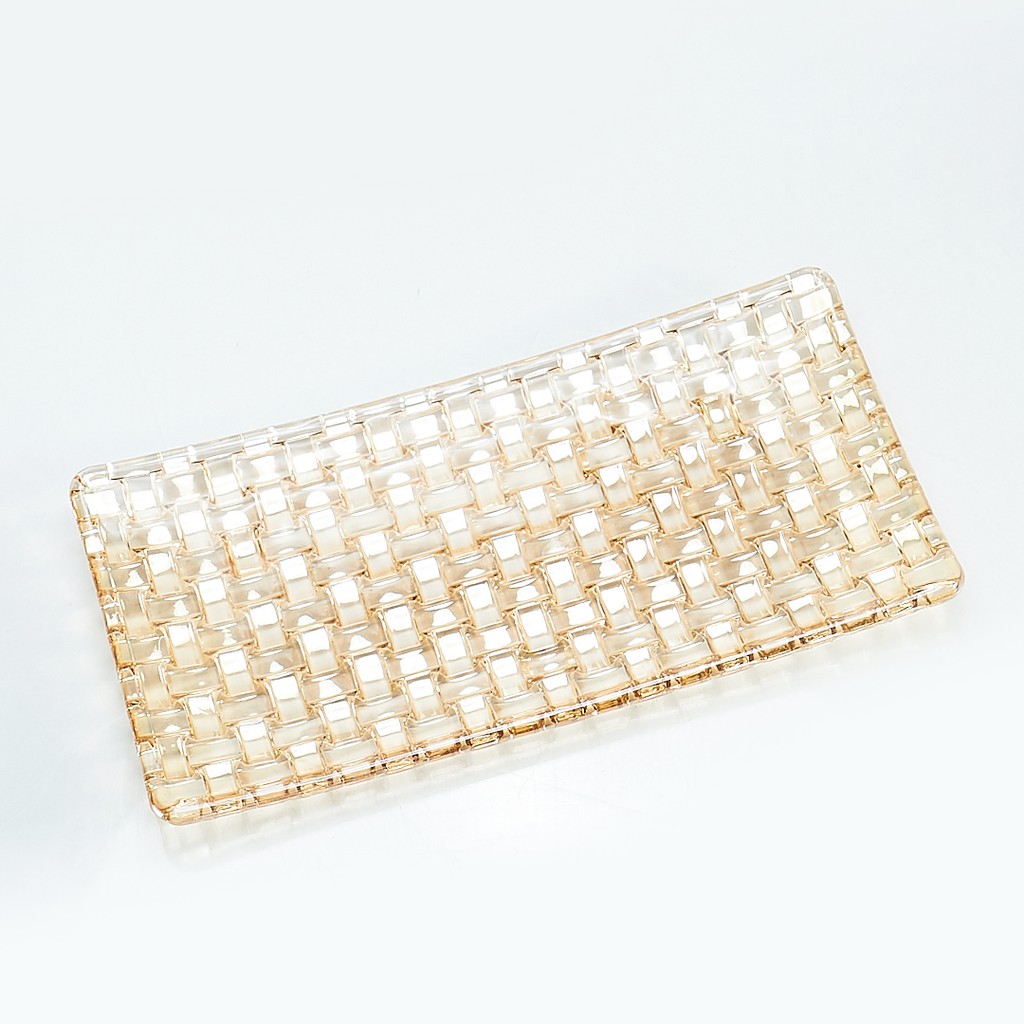 Capodimonte Piring Kaca Persegi Panjang-Jade Gold