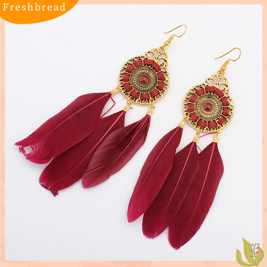 [TERLARIS]Earring Elegant Delicate Vintage Feather Eardrop for Dressing Room