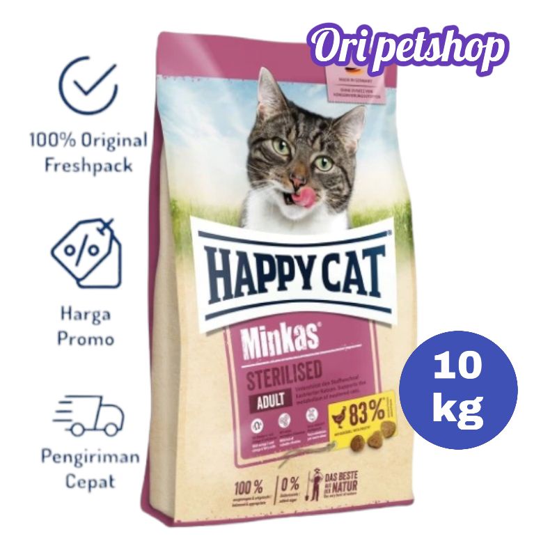 GOJEK HAPPY CAT MINKAS STERILISED 10 KG - MINKAS STERILISED 10 KG