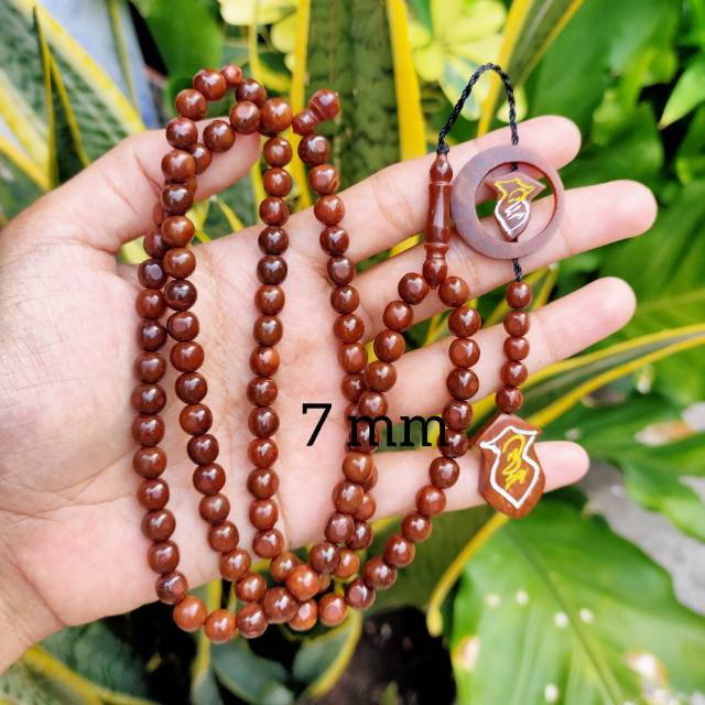 Tasbih 99 double terompah 7 mili coklat kokka kaukah fukahah kaokah koaka