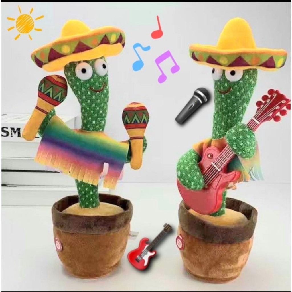 [HH] CACTUS TOY DANCE DANCING LED / BONEKA KAKTUS PINTAR JOGET GOYANG MENARI NGOMONG REKAM BICARA