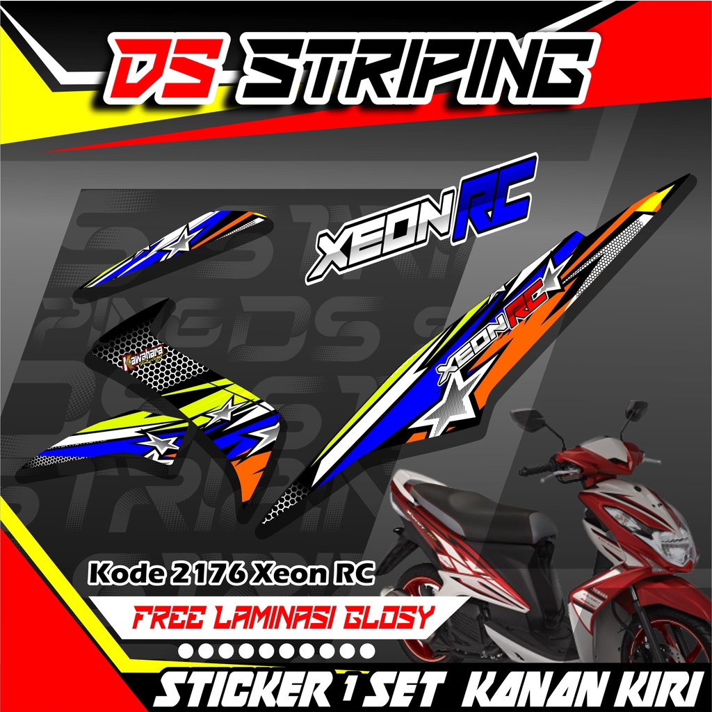 2176 Sticker Striping Motor XEON RC Variasi Motif Desain Racing Keren
