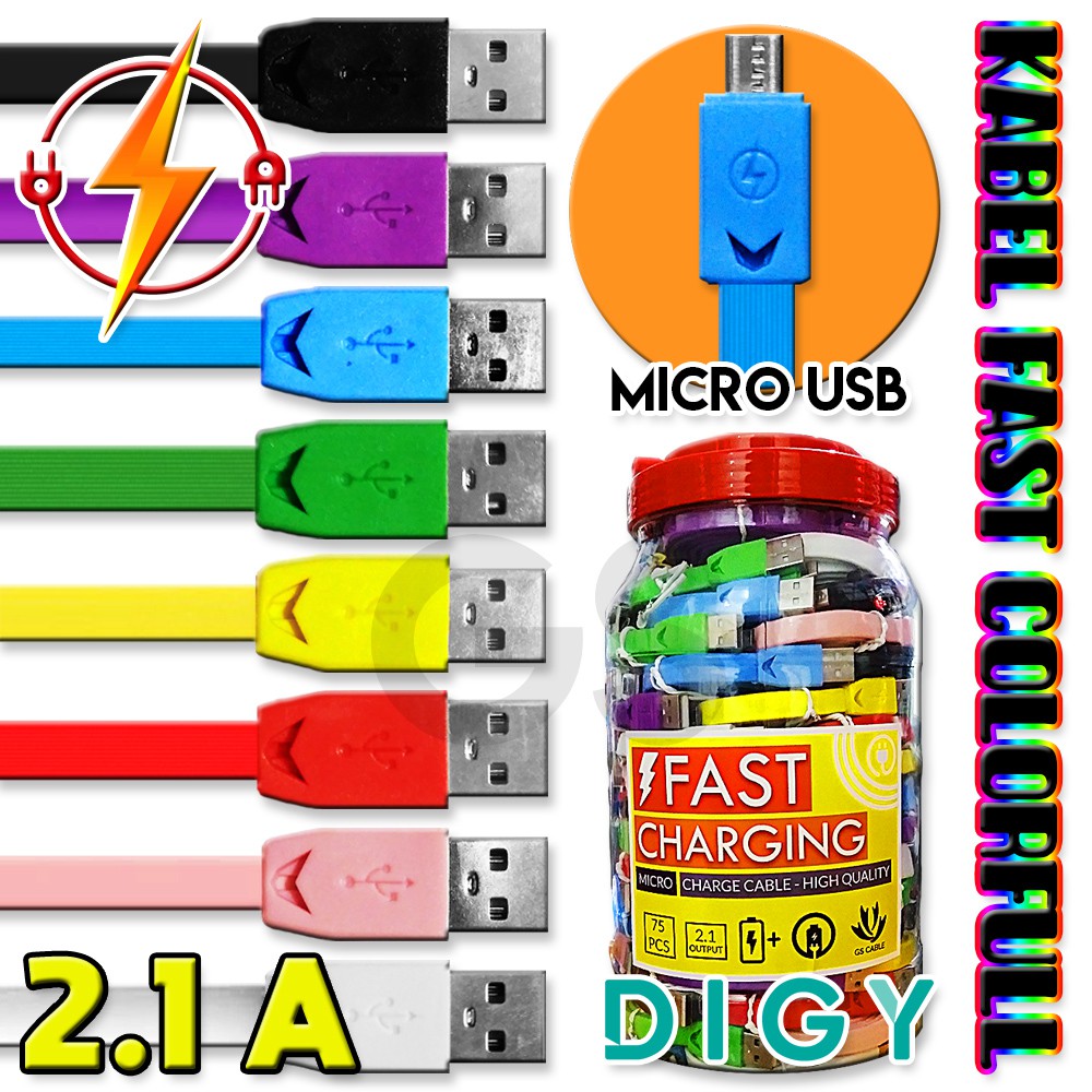 Kabel Data USB Fast Charging Colorfull  Colokan micro samsung android