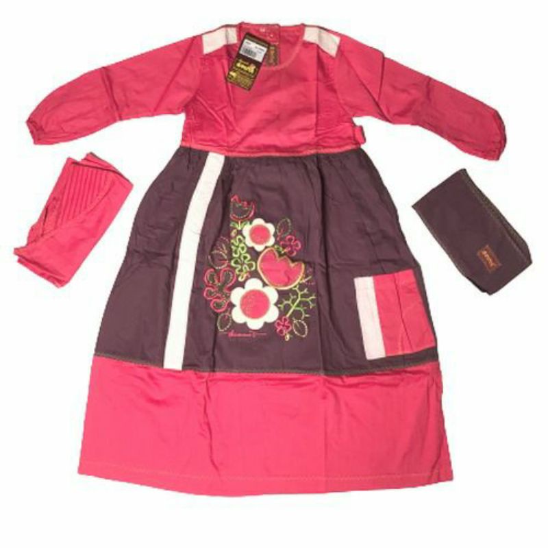 Dannis 6 Set Gamis Overall Anak Ungu Terong Pink Magenta Abu Tosca Peach Salem Biru Navy Dongker Bun