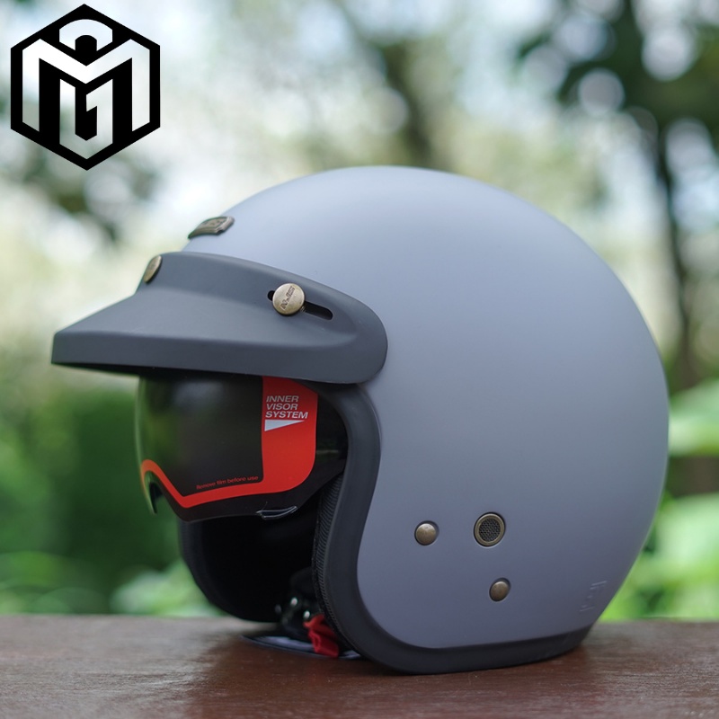 Helm NJS NX-2 NX2 Original Dewasa Premium Retro Inner Visor Gratis PET