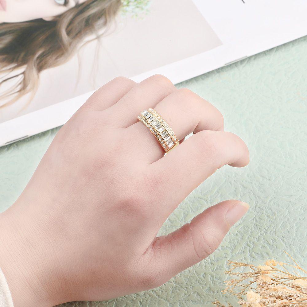 Lily Cincin Kawin Mewah Janji Tunangan Emas 14K Padat Womens Jewelry