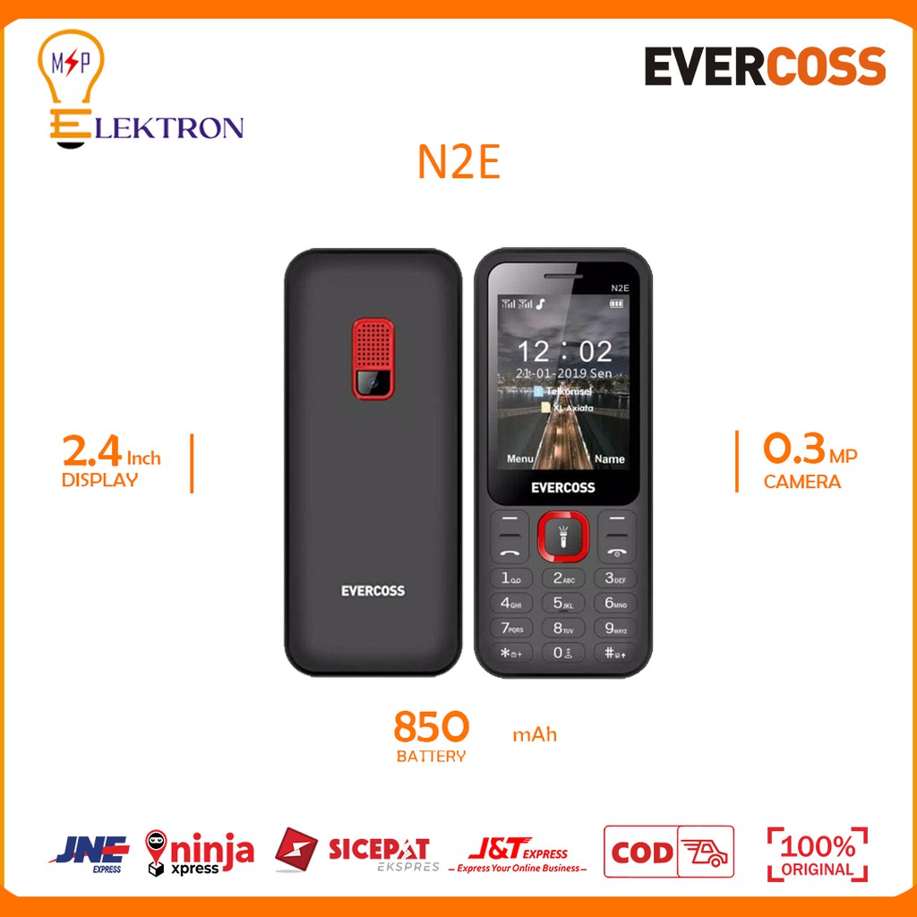 Handphone Klasik Evercoss N2E HP Dual SIM Keypad Feature Phone Senter Single Camera Mp3 Mp4 Radio FM