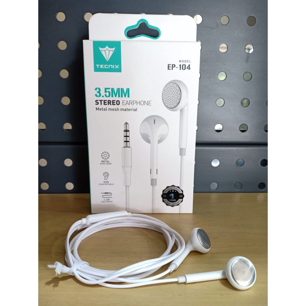 Headset Stereo Tecnix EP-104 Earphone Stereo With Mic Jack 3.5mm
