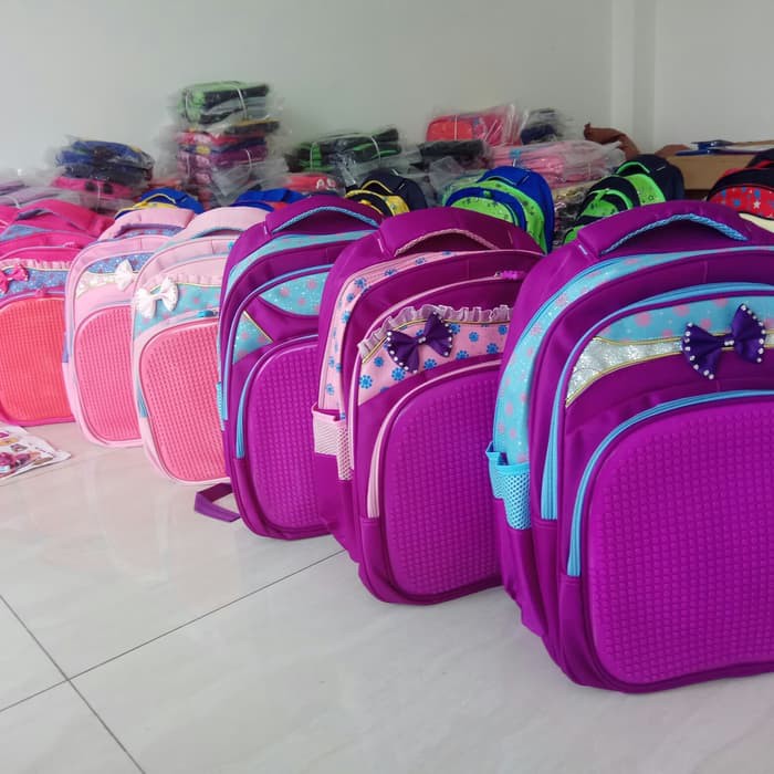 Mode Tas Sekolah Anak Laki-Laki Sekolah 4-6 Dua Tiga Empat Lima E JJ641  Lego Diy Puzzle Pixel Impo