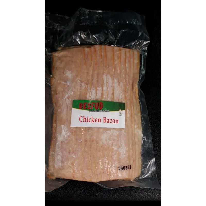 

CHICKEN BACON PREMIUM KHAS /ASLI BALI 500GR. DAGING AYAM ASAP MERK BESFUD