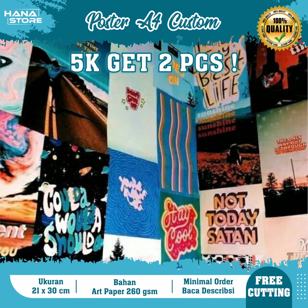 Poster Dinding Custom A4 - Bebas Custom & Request - Poster Wallpaper Decor - Poster Aesthetic