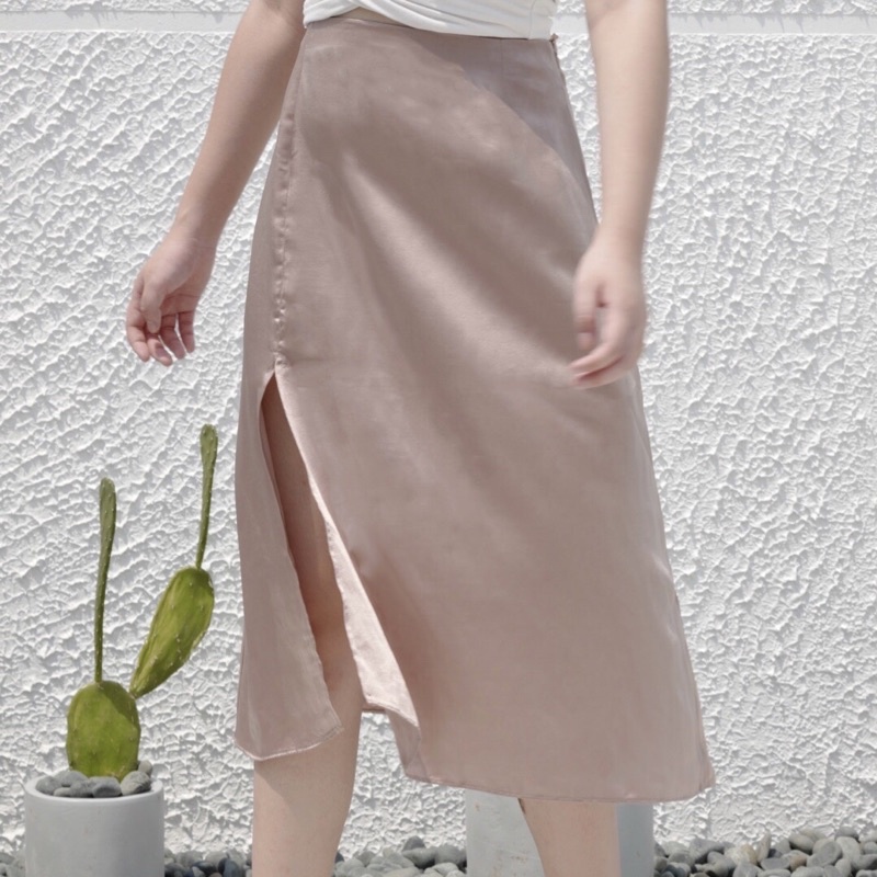 satin mid skirt