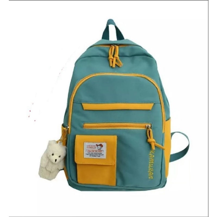 BACKPACK KOREA MULTIFUNGSI LEISURE TAS SEKOLAH WANITA KANVAS BACK TO SCHOOL WANITA CEWEK TERLARIS-Hijau