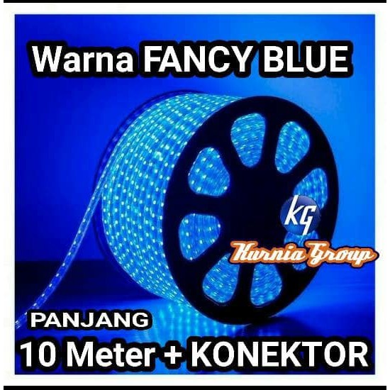 10M LAMPU LED STRIP BIRU + KONEKTOR SELANG SMD 5050 Waterprof IP67 Langsung Pakai  Etalase Plafon