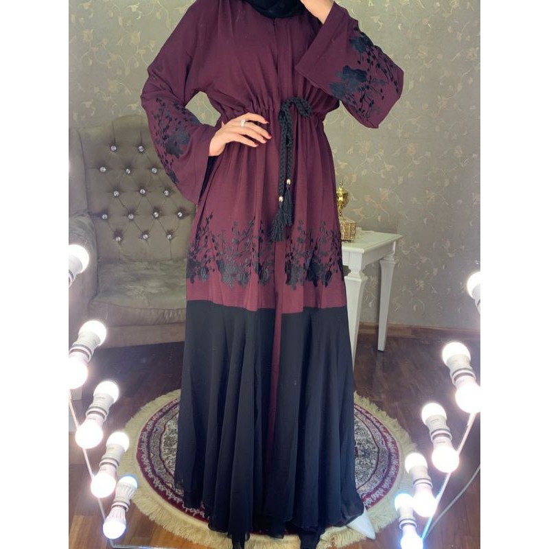 Abaya bordir marun best seller ori dubai