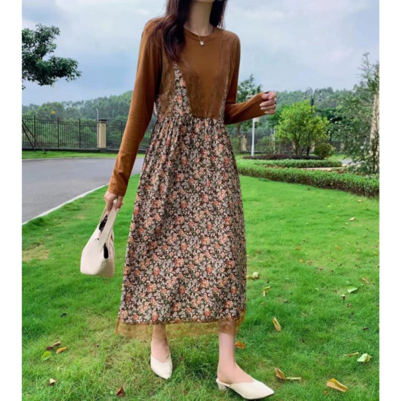 MDLV ~ 18550# Ramossa Midi Dress Premium Korea Dress Fashion Import