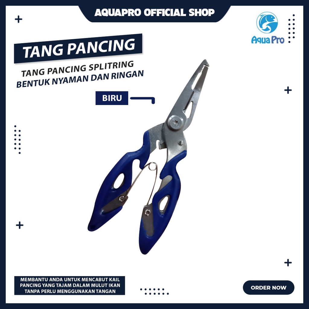 Aquapro Tang Gunting Kail Pancing Stainless Steel Fishing Hook Remover 2 Color 12cm Bahan Stainless-Biru