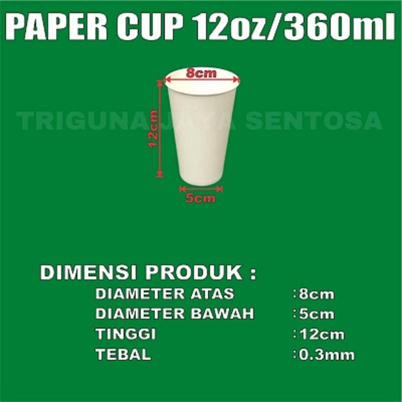 Paper Cup 12oz per dus 50pcs Gelas Kertas Kopi 360ml Coffee 12 Oz Surabaya