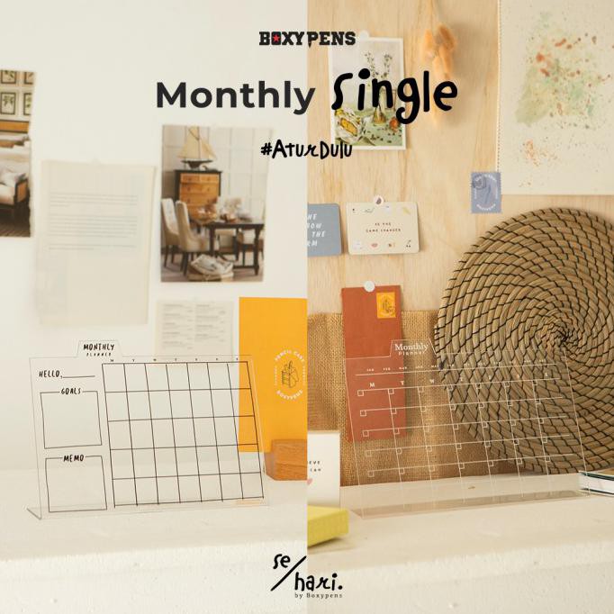 

✨BISA COD✨ Acrylic Package Monthly Single Standing - White 5 sticker, none