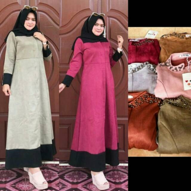 PREMIUM GAMIS SUEDE IMPORT / DRESS MUSLIM NEW MODEL