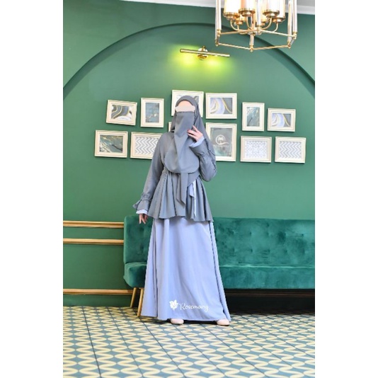 NEW ARRIVAL!! SAFEEYA SET By Rosemarybdg (Gamis+ Khimar) up-Romantic Dark Grey