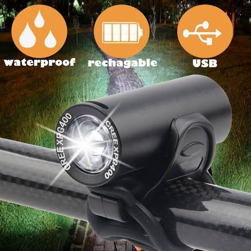 Taffled Senter Lampu Depan Sepeda Mini Kecil Rechargeable Cas Led Cree