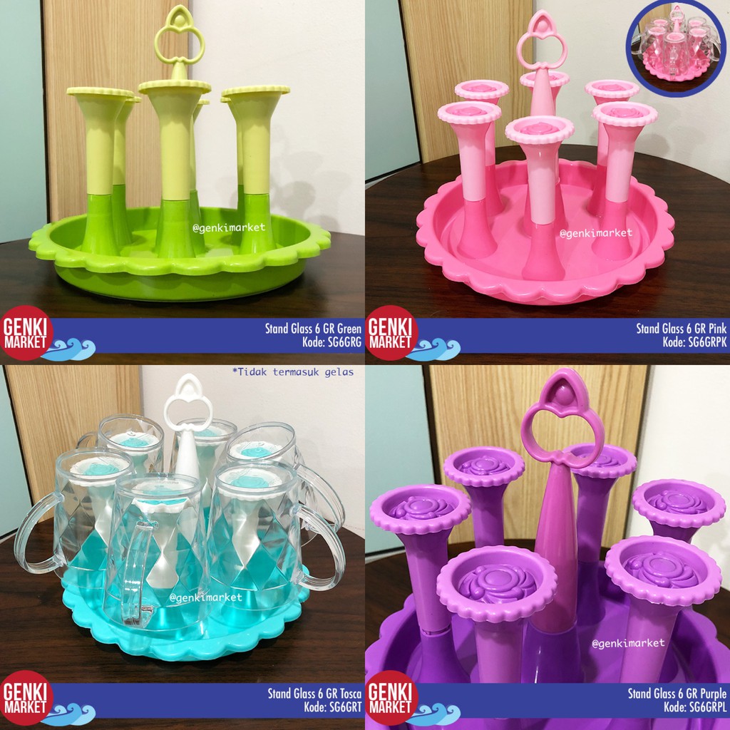 Jual Tempat Gelas Berdiri Isi 6 Stand Glass 6 Gr Genki Market Shopee Indonesia 5467