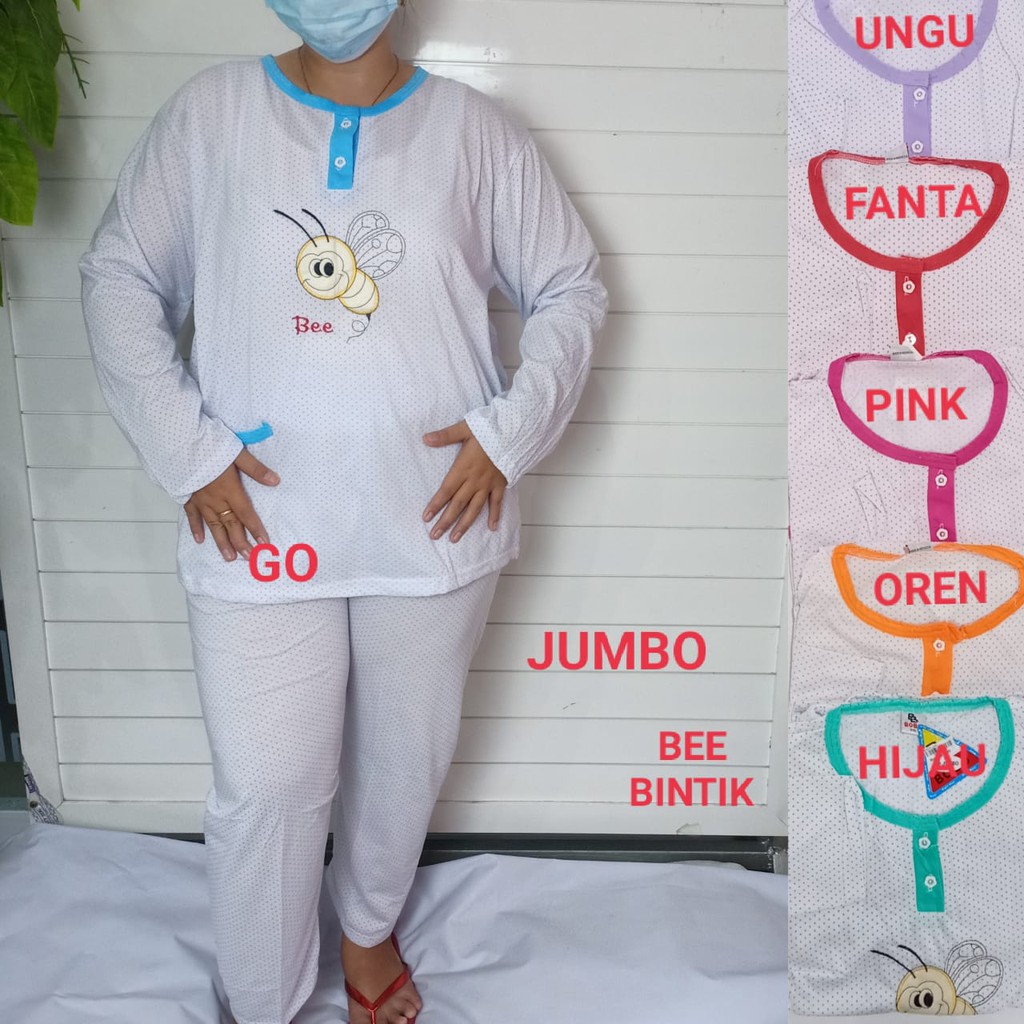 gos BABYDOLL Bobo PP Dewasa Jumbo Setelan Baju Tidur Busui Celana Panjang Lengan Panjang Piyama