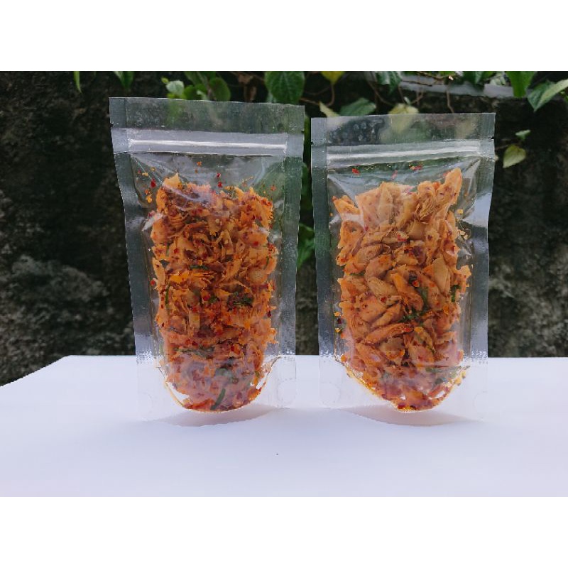 

Keripik Kulpi Rasa Pedas Daun Jeruk | Nyemil Kress Erusha