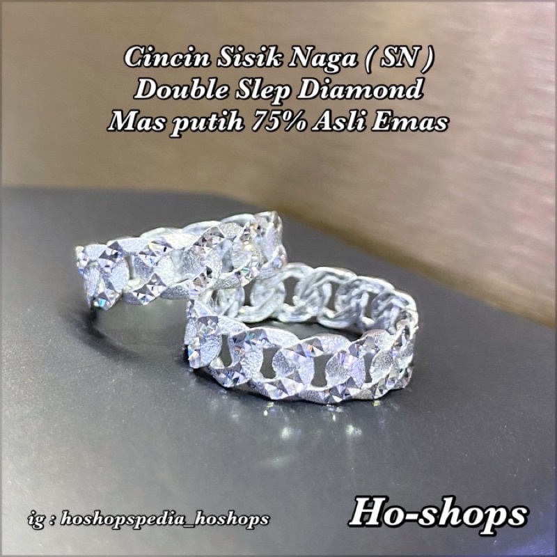 cincin sisik naga SN mas putih kadar 750 asli emas