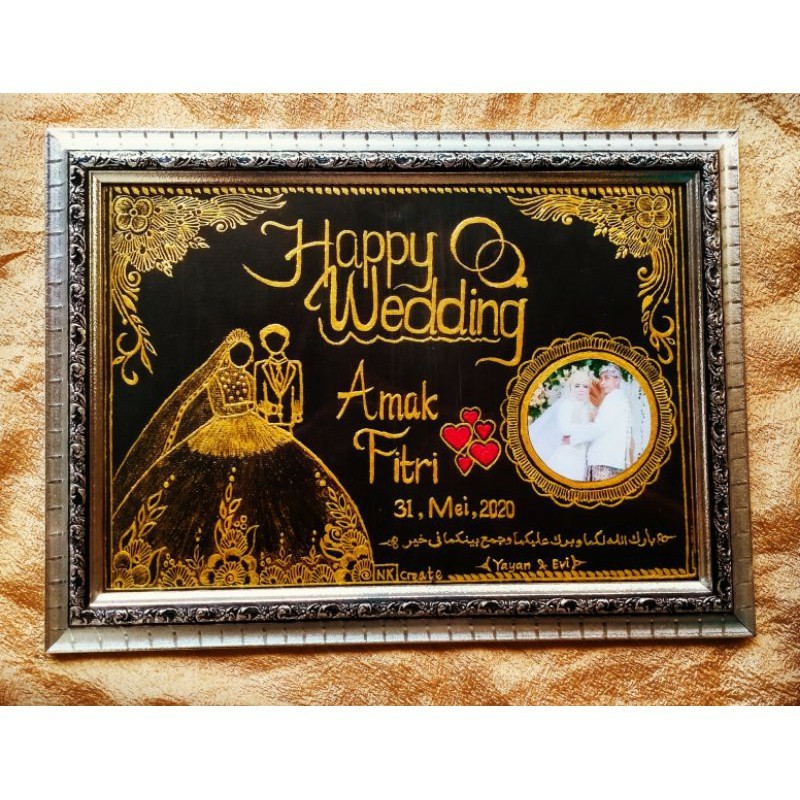 HAND CRAFT FIGURA NAMA BAYI dan KADO PERNIKAHAN  kerajinan tangan menggunakan henna pada figura