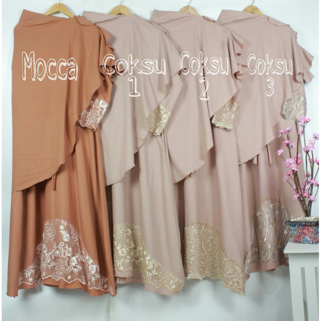 Gamis wollycrepe Burkat SHERLINDA set khimar baju muslimah syar'i anti tembem hijab antem setelan