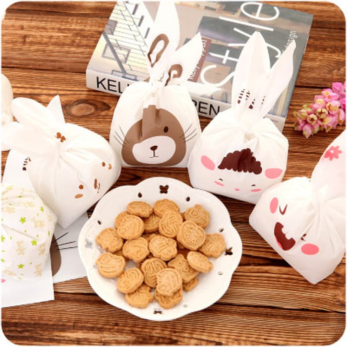 

packing rabbit plastik boneka kantong cookies souvenir ulang tahun new