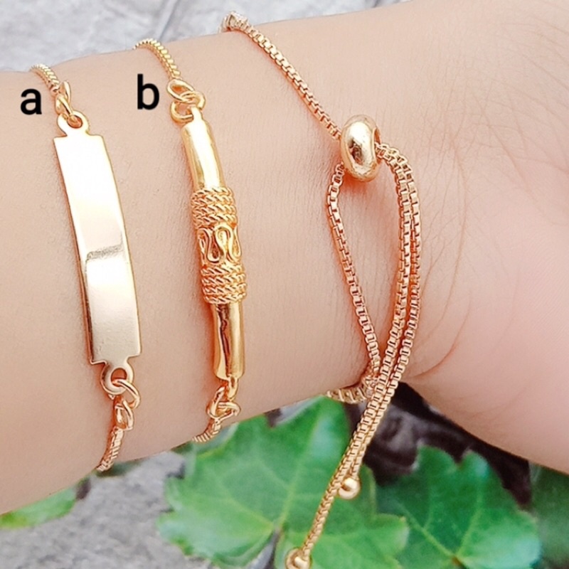 Titanium gelang serut wanita gold plated awet terbaru