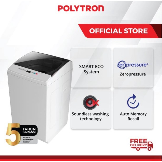 Polytron Mesin Cuci 1 Tabung 8,5Kg Belleza PAW 8527 Top Loading 8.5kg