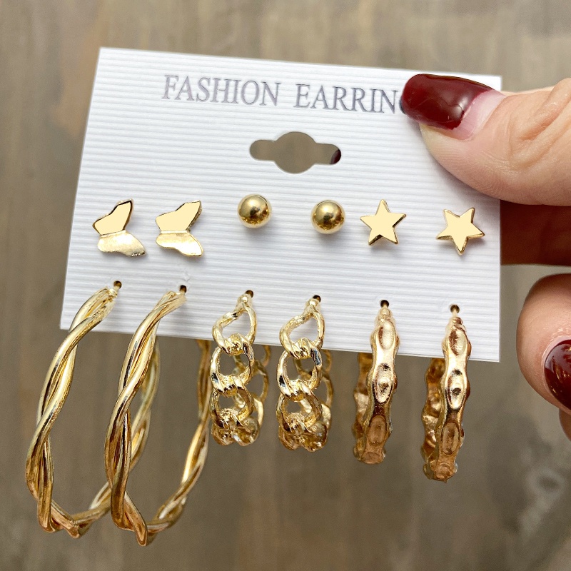 17KM Fashion Pearl Butterfly Earring Set Crystal Tassel Elegant Stud Earrings Gold Earrings Women Jewelry Accessories-20