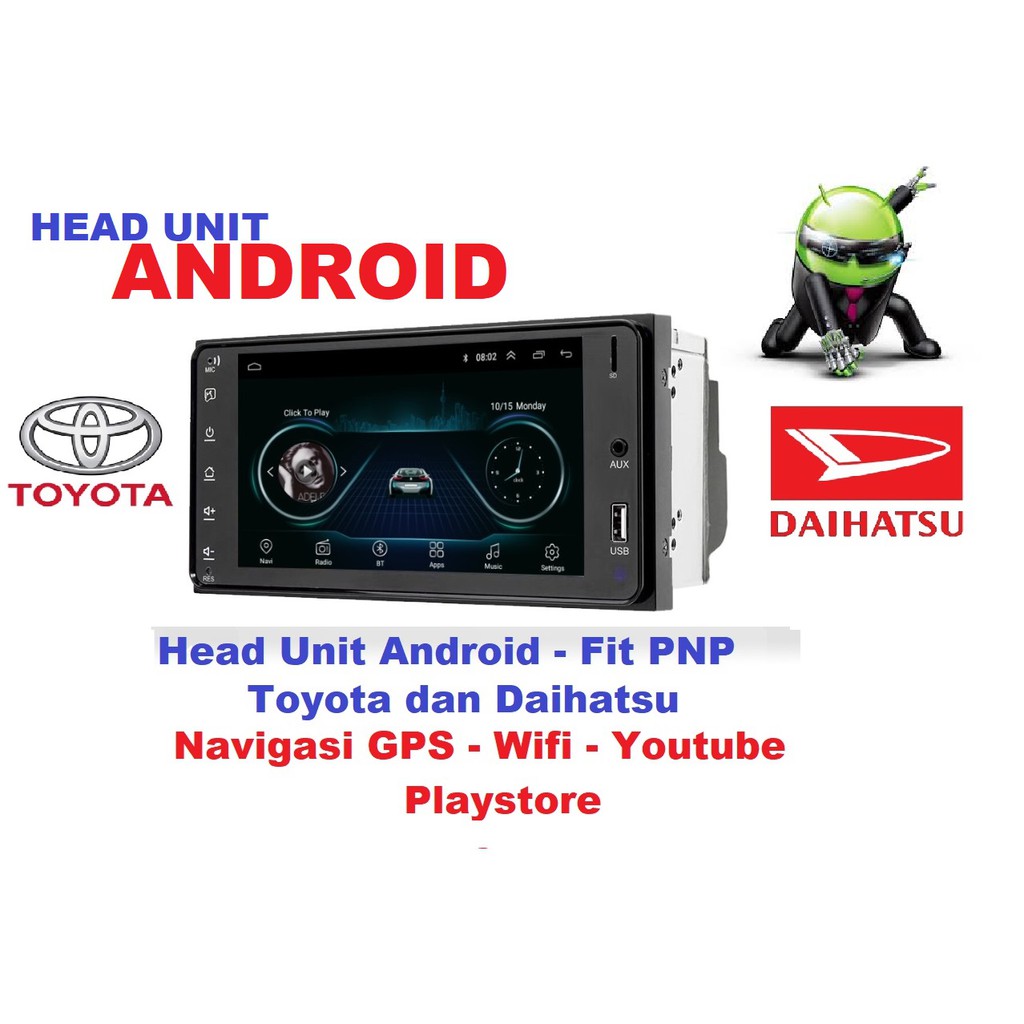 Tape Mobil Double Din Toyota Daihatsu Android GPS Wi-Fi Navigations Bluetooth bonus PNP socket