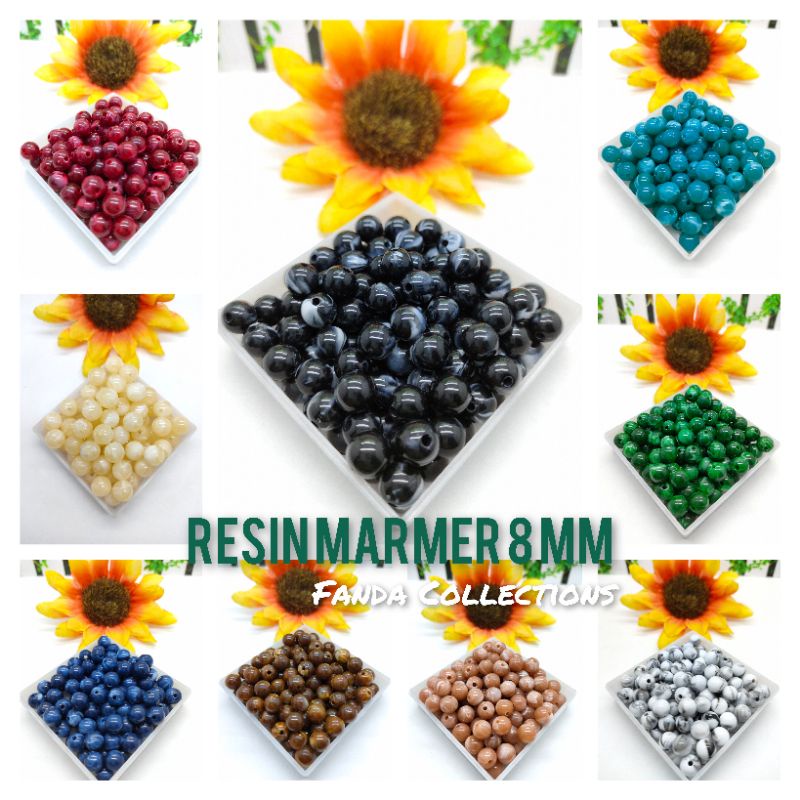 34pcs (10g) Manik Marmer 8 mm